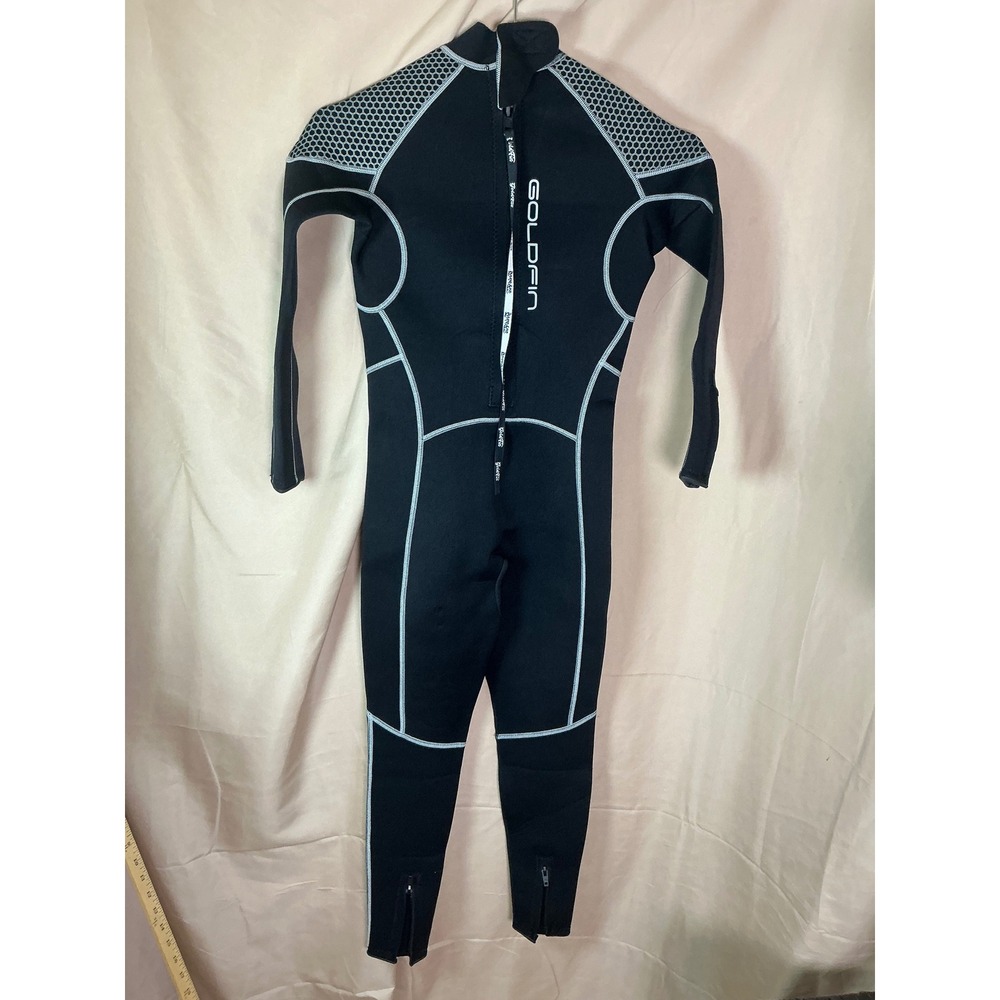 Goldfin Wetsuit Unisex Small Black Excellent Neoprene Full Body Back Zip Surf